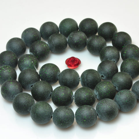 YesBeads Green Sandstone goldstone matte round beads wholesale gemstone jewelry 15"