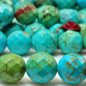 Green Turquoise faceted round loose beads gemstone wholesale for jewelry making diy bracelet