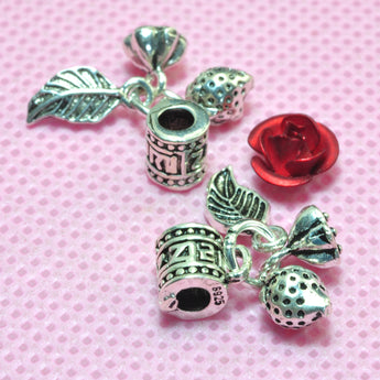 YesBeads 925 Sterling silver vintage tube spacer connector with lotus seedpod strawberry leaf charms beads findings