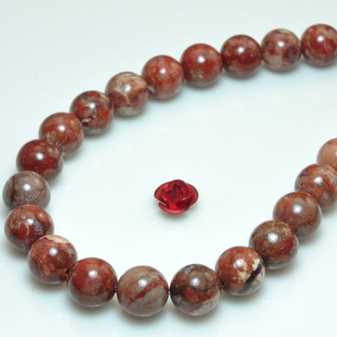 Natural Pomergrabite Mushroon Jasper smooth round beads red jasper gemstone wholeslae 15"