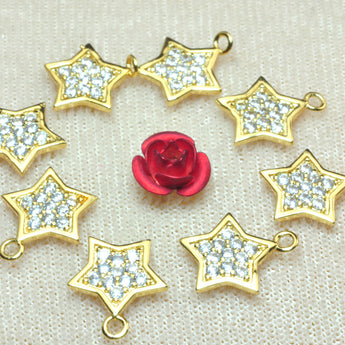 YesBeads Star charms gold plated CZ pave rhinestone copper spacer pendant beads wholesale findings