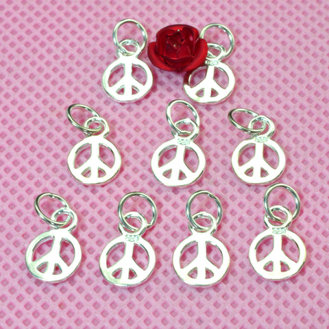 YesBeads 925 sterling silver Peace  Sign charm pendant beads for earring wholesale jewelry findings