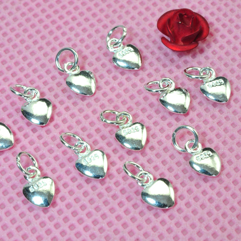 YesBeads 925 sterling silber tiny heart charms silver heart pendant charm beads wholesale jewelry findings