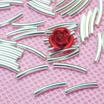 YesBeads 925 sterling silver curved tube smooth connector spacer beads wholesale jewelry findings