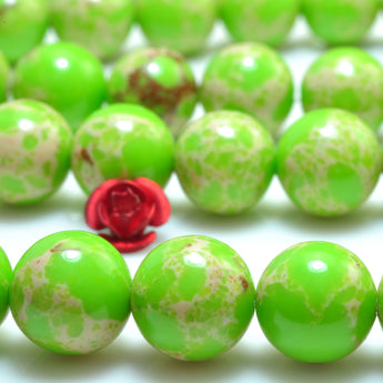 Green Imperial Jasper smooth round beads impression jasper stone wholesale 15"