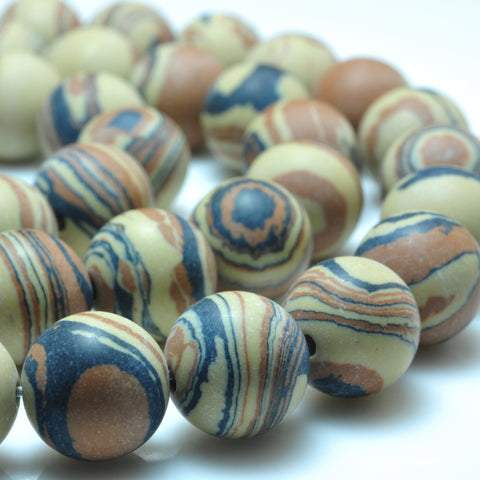YesBeads Tiger skin jasper matte round beads stone wholesale jewelry 15"