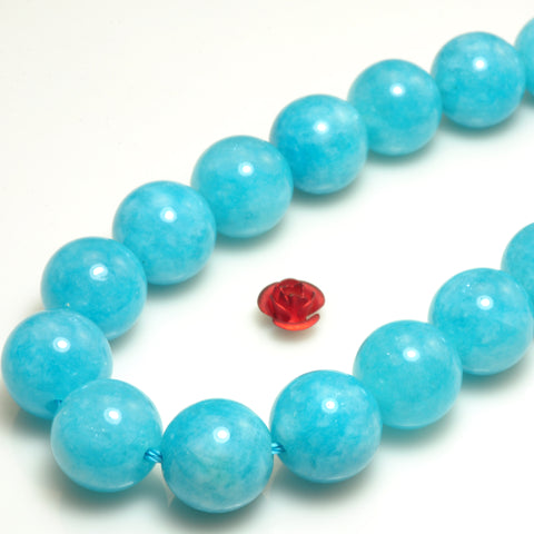 YesBeads Malaysia Jade gemstone smooth loose round beads blue jade stone wholesale jewelry making bracelet design 15"