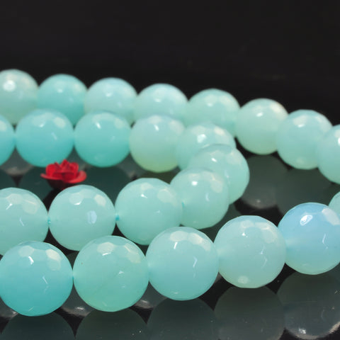YesBeads Green Jade faceted round loose beads wholesale gemstone jewelry 15"