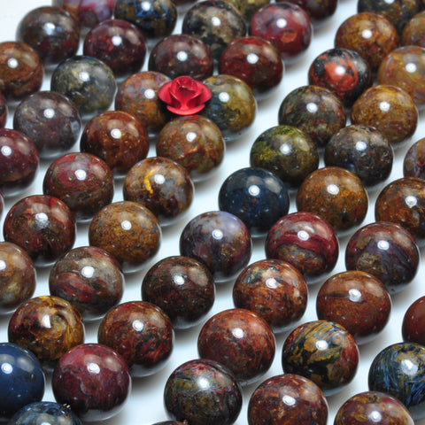 YesBeads Natural Pietersite gemstone smooth round loose beads brown stone wholesale jewelry making bracelet design 15"