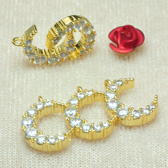 YesBeads Moon Charms gold plated CZ pave rhinestone copper spacer pendant beads wholesale findings