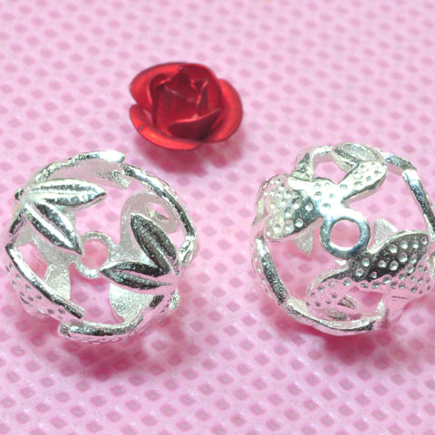 YesBeads 925 Sterling silver flower bead caps silver spacer beads wholesale findings