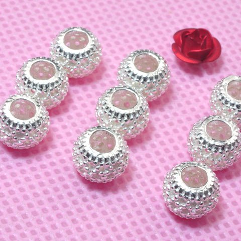 YesBeads 925 sterling silver round spacers hollow large hole beads spacer wholesale jewelry findings