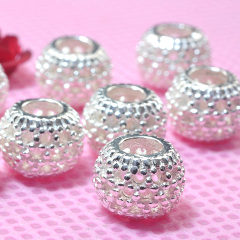 YesBeads 925 sterling silver round spacers hollow large hole beads spacer wholesale jewelry findings