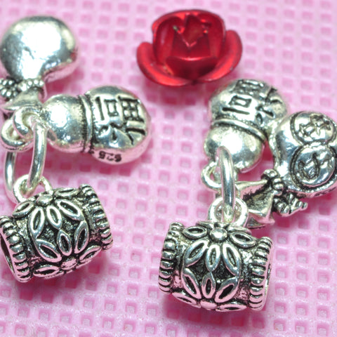 YesBeads 925 Sterling silver money and lucky bag charms with flower tube spacer connector beads findings