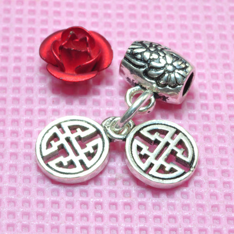 YesBeads 925 Sterling silver lucky coin charms with flower tube spacer connector beads findings