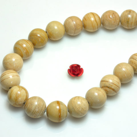 YesBeads Yellow Banded Jasper smooth round beads gemstone wholesale jewelry 15"