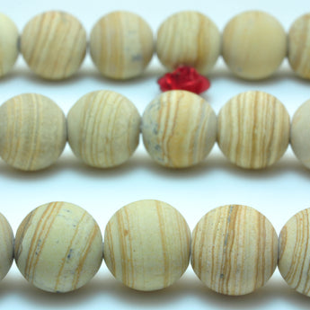 YesBeads Yellow Banded Jasper matte round beads gemstone wholesale jewelry 15"