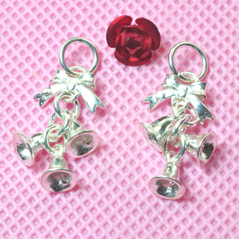 925 Sterling silver Christmas Bells charms silver bell pendant beads wholesale jewelry findings