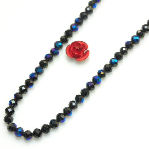 YesBeads Titanium Black Spinel faceted round loose beads gemstone wholesale jewelry 15"