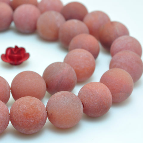 YesBeads Natural South Red Agate matte round beads gemstone wholesale jewelry making 15"
