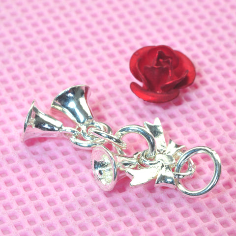 925 Sterling silver Christmas Bells charms silver bell pendant beads wholesale jewelry findings