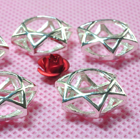 YesBeads 925 Sterling Silver Star of David charms hexagram spacer connector bead frame wholesale findings