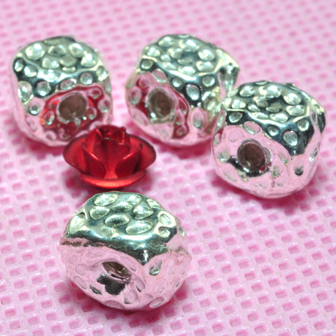 YesBeads 925 Sterling silver carve smooth nugget cube spacer connector beads geometry wholesale findings