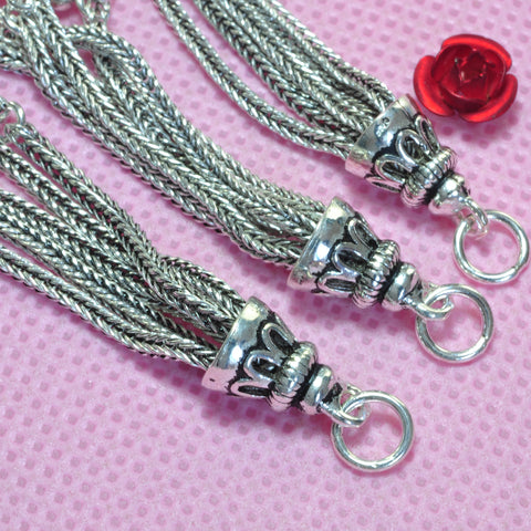 925 sterling silve tassel charms chain tassel with balls pendant charm for earrings necklace jewelry