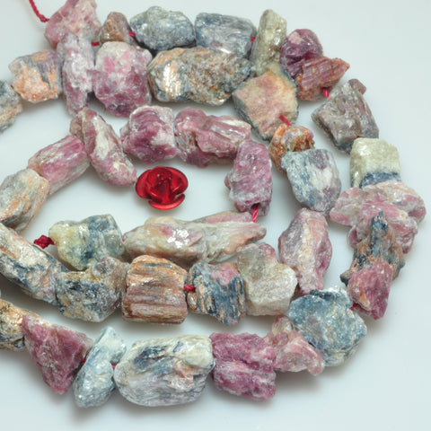 YesBeads natural pink Tourmaline raw gemstone rough nugget chip beads 8-14mm 15"