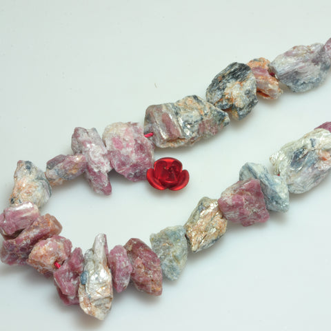 YesBeads natural pink Tourmaline raw gemstone rough nugget chip beads 8-14mm 15"