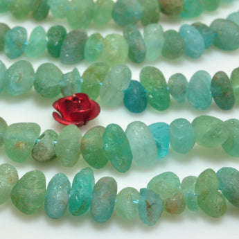 YesBeads Natural Raw Apatite matte nugget pebble chip beads blue apatite gemstone wholesale jewelry making 15"