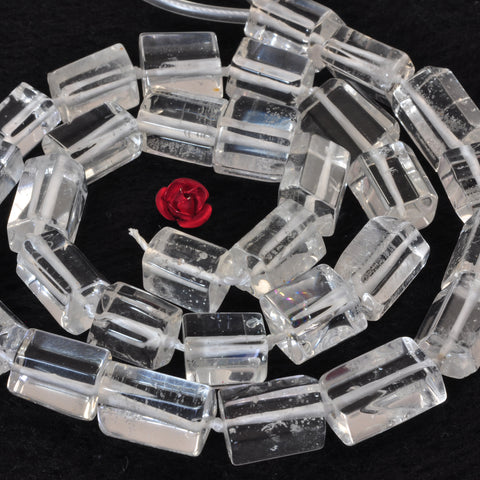 YesBeads Natural Rock Crystal clear quartz faceted nugget tube beads gemstone 16"