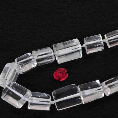 YesBeads Natural Rock Crystal clear quartz faceted nugget tube beads gemstone 16"