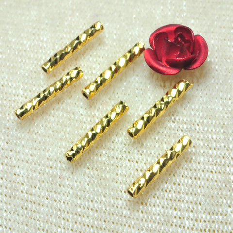 YesBeads 100pcs Copper straight tubes electroplated carved connector spacer tube beads wholesale jewelry findings