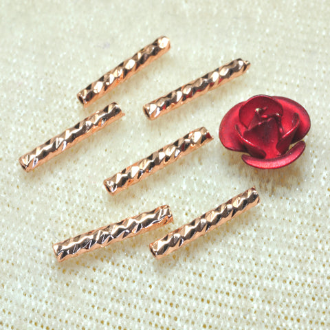 YesBeads 100pcs Copper straight tubes electroplated carved connector spacer tube beads wholesale jewelry findings