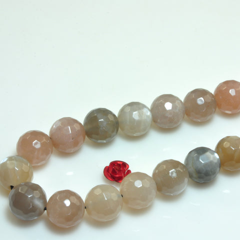 Natural Gray Moonstone Sunstone faceted round beads wholesale gemstone  for jewelry making