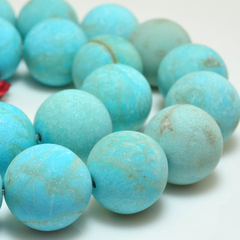 YesBeads Blue Turquoise matte round beads gemstone wholesale jewelry 15"