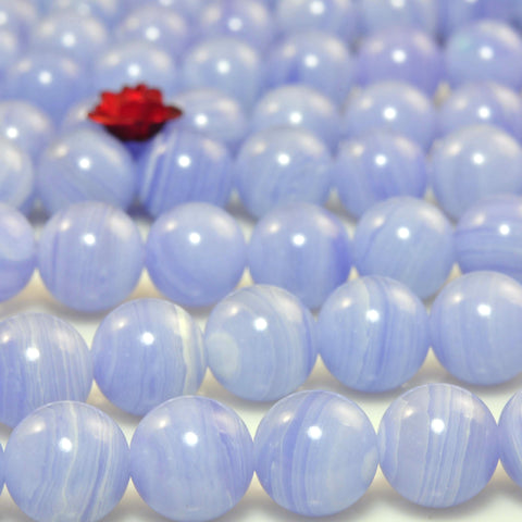 YesBeads Blue Lace Agate smooth round Synthetic beads wholesale 4mm to 12mm 15"