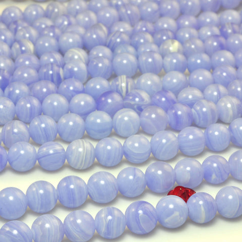 YesBeads Blue Lace Agate smooth round Synthetic beads wholesale 4mm to 12mm 15"