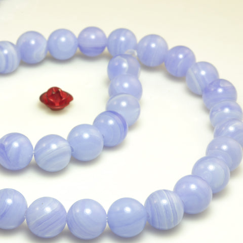 YesBeads Blue Lace Agate smooth round Synthetic beads wholesale 4mm to 12mm 15"