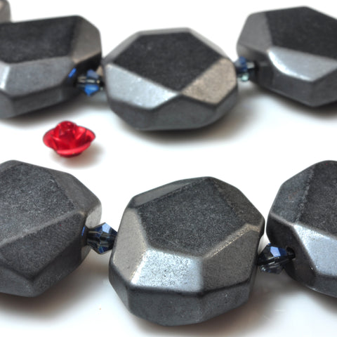 YesBeads Gray Hematite stone faceted nugget rectangle beads gemstone wholesale jewelry 15"