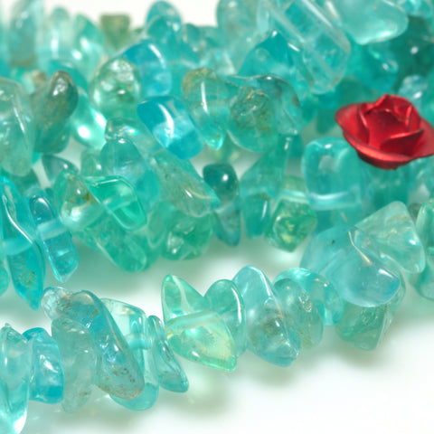 YesBeads natural blue Apatite smooth chip beads Australian jade gemstone 5-9mm 35"