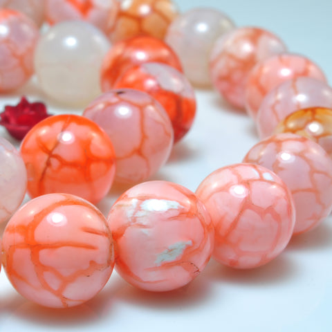 YesBeads Red Fire Agate smooth round beads gemstone wholesale jewelry 15"