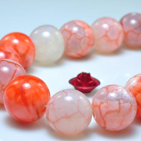 YesBeads Red Fire Agate smooth round beads gemstone wholesale jewelry 15"