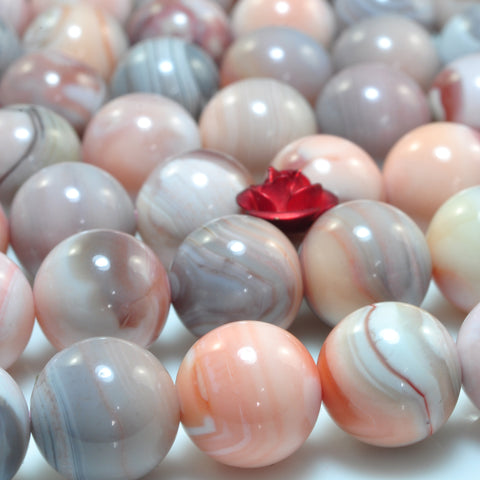 Natural Botswana Agate smooth round loose beads pink gray gemstones wholesale jewelry making bracelet diy stuff
