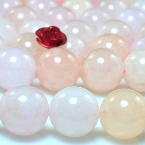 YesBeads Natural Pink Morganite A grade smooth round beads gemstone wholesale jewelry 15"