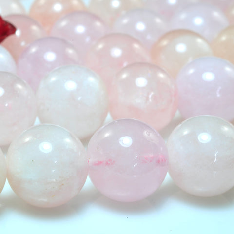 YesBeads Natural Pink Morganite A grade smooth round beads gemstone wholesale jewelry 15"