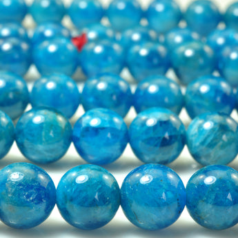 YesBeads Natural Blue Apatite A grade smooth round beads wholesale gemstone jewelry making  15"