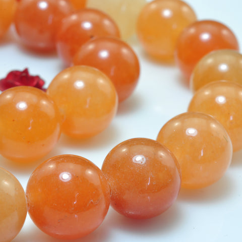 Natural Aventurine orange red smooth round loose beads gemstone 10mm 15"