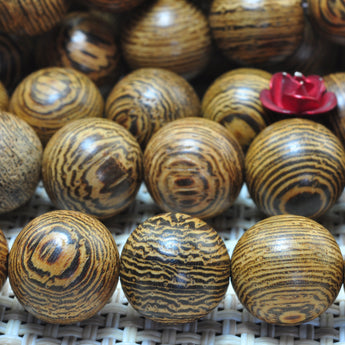 YesBeads Wenge Wood buddha mala smooth round loose beads wholesale 15"